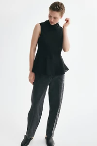 Roll-Neck Peplum Top
