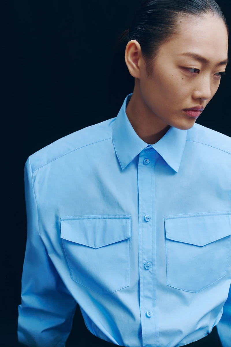 Shoulder-Pad Poplin Shirt