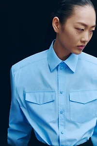 Shoulder-Pad Poplin Shirt