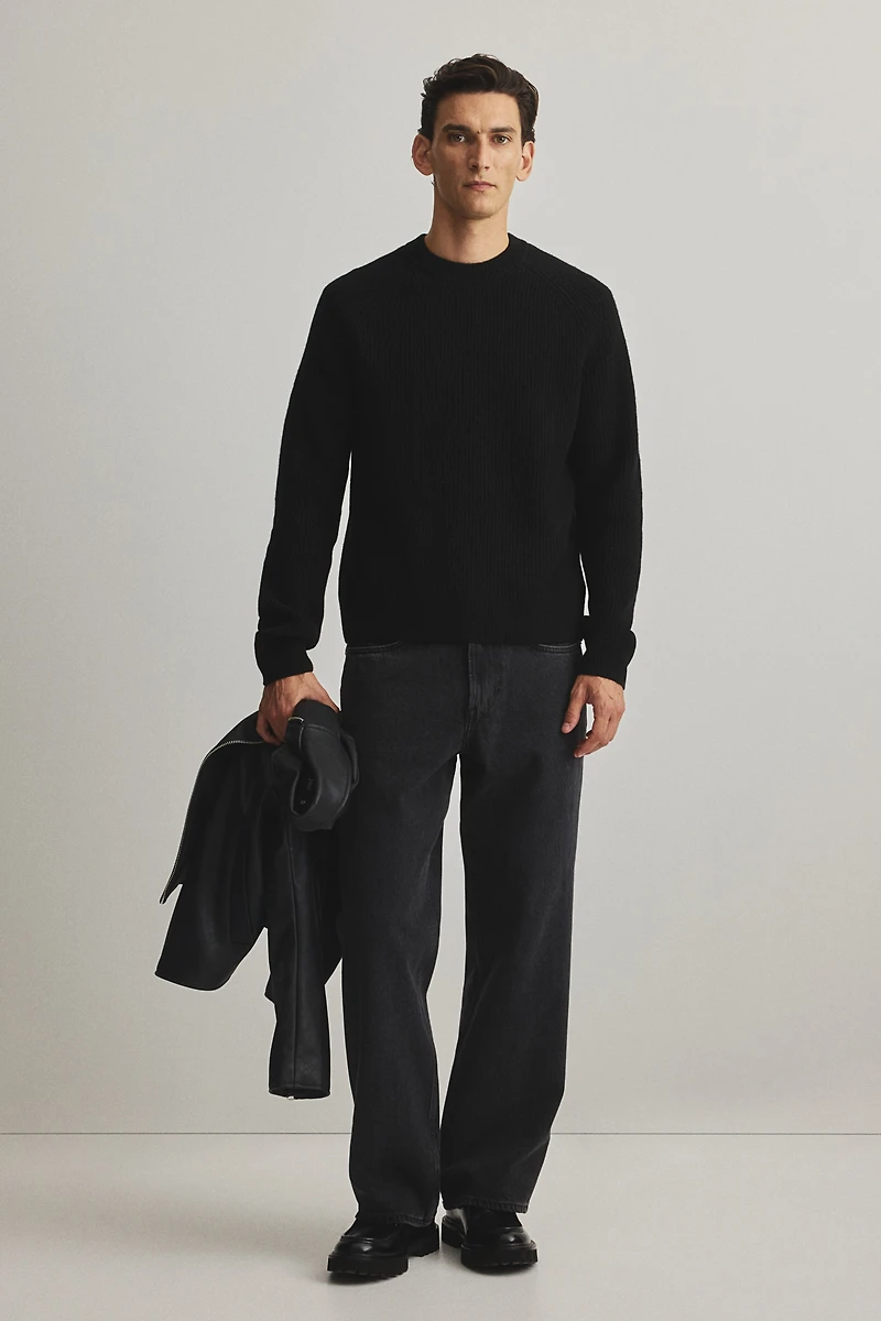Regular-Fit Rib-Knit Wool Sweater