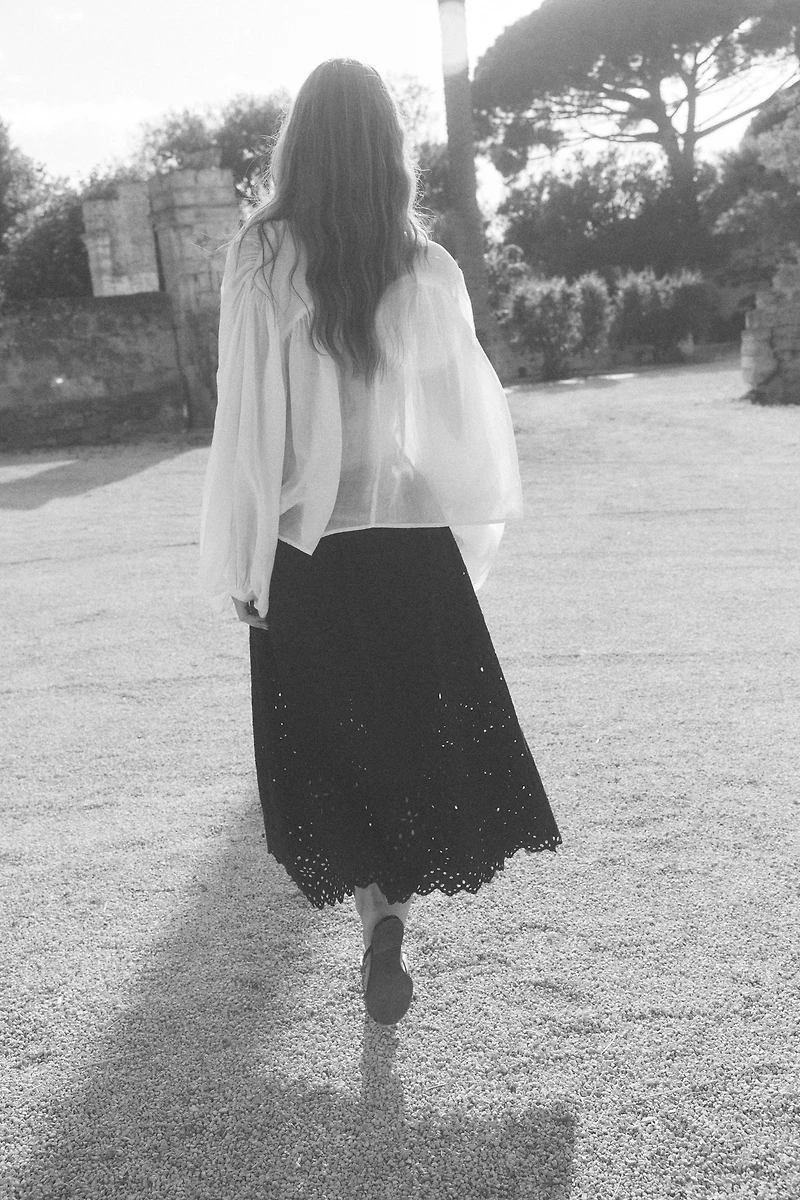 Skirt with Eyelet Embroidery