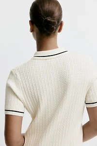 Cable-Knit Polo Dress