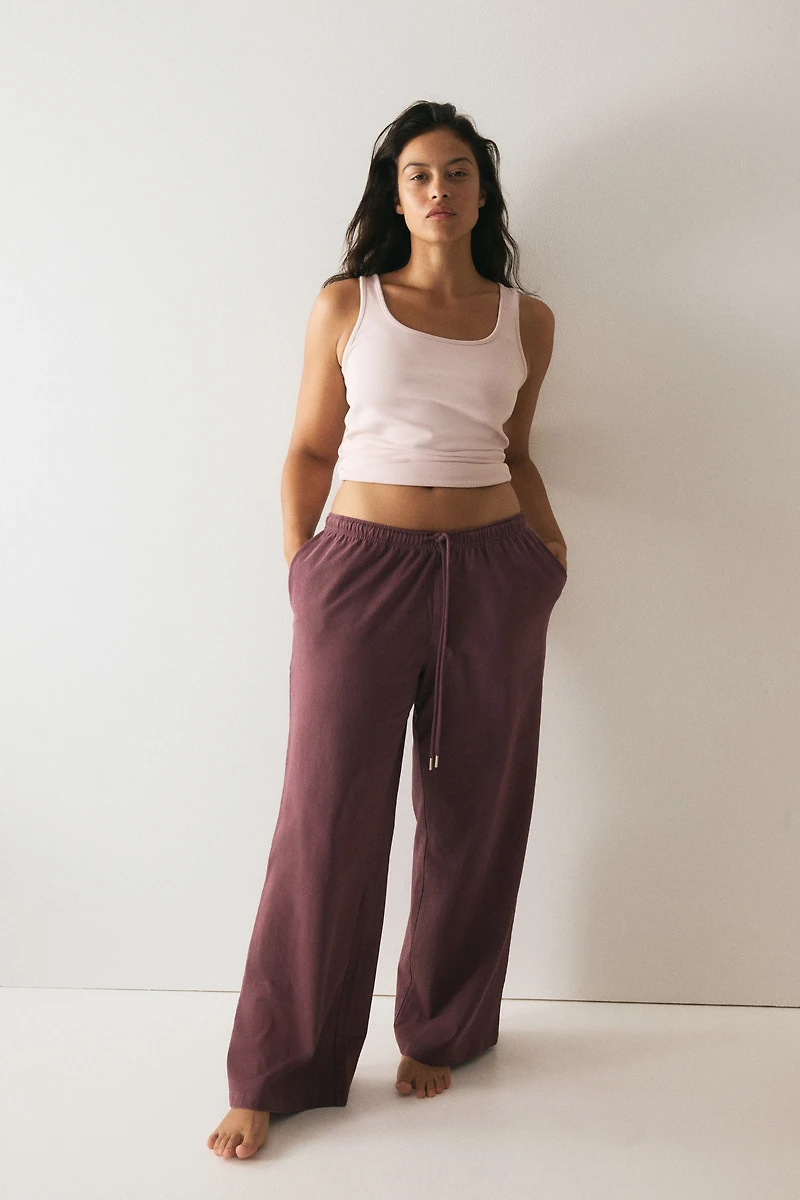 Washed-Look Cotton Pants