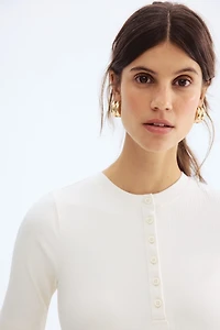 MAMA Ribbed Henley Top