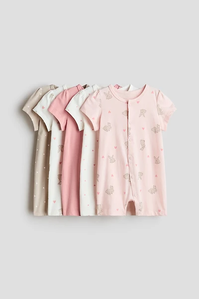 5-Pack Short Cotton Pajama Jumpsuits