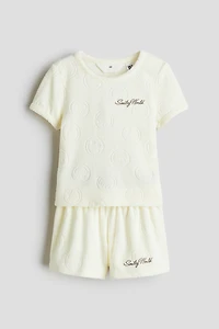 2-Piece Embroidered-Detail Terry Set