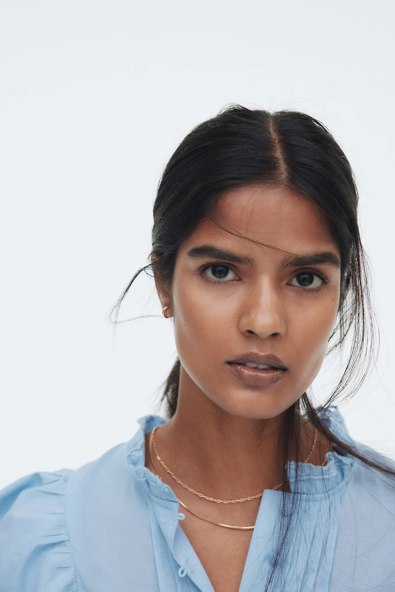 Ruffle-Trimmed Cotton Dress