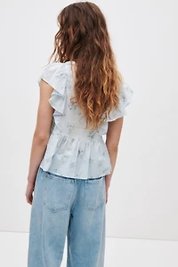 Haut volanté en coton