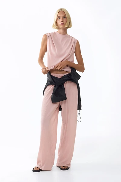 Pantalon froissé avec cordons de serrage