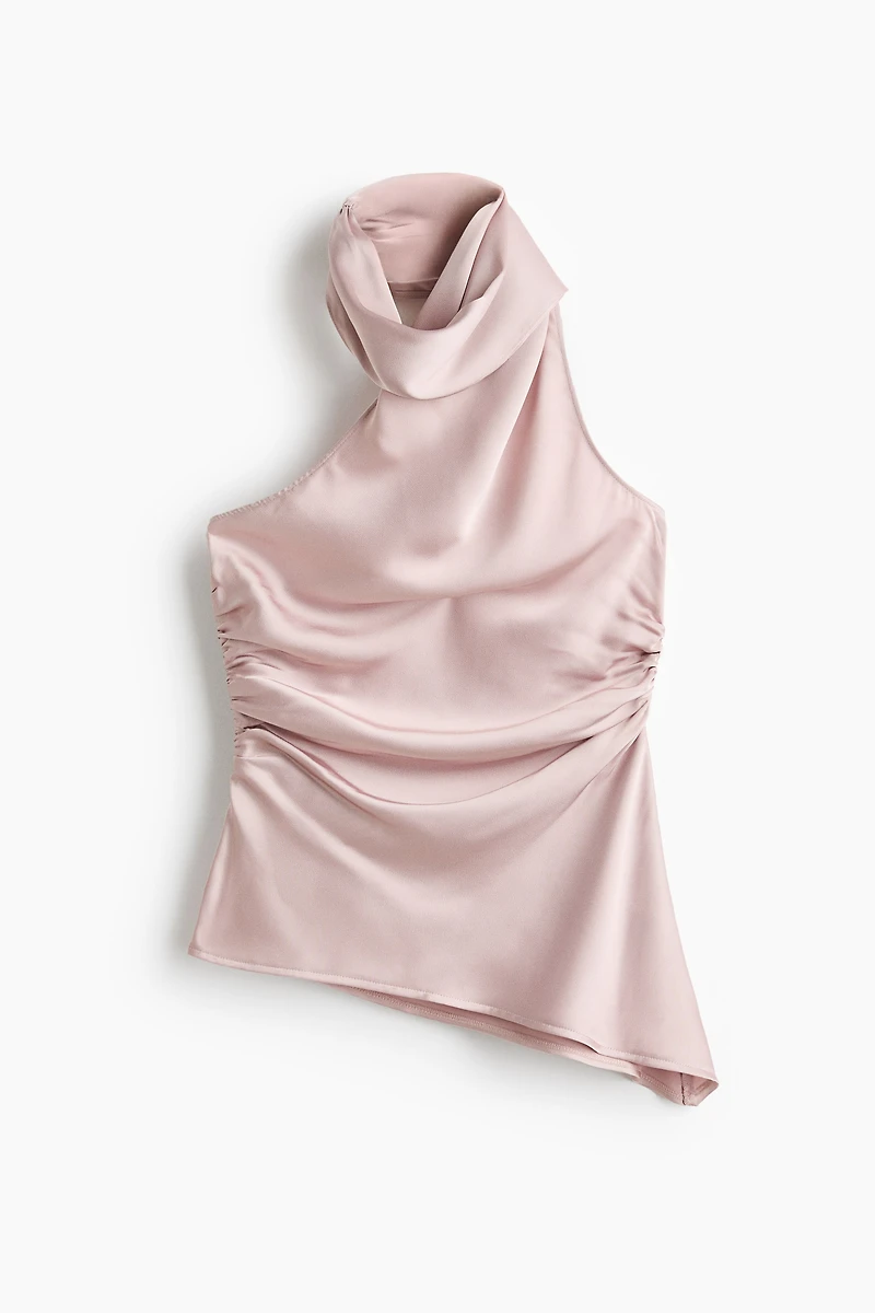 Scarf-Collar One-Shoulder Top