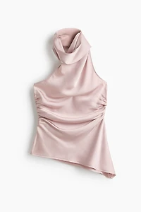 Scarf-Collar One-Shoulder Top