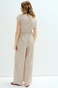 MAMA Sleeveless Tie-Belt Jumpsuit