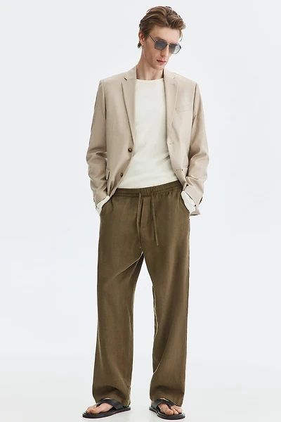 Relaxed-Fit Linen-Blend Pants