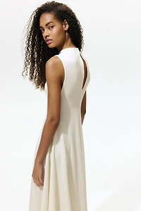 Crinkled Boat-Neck Dress