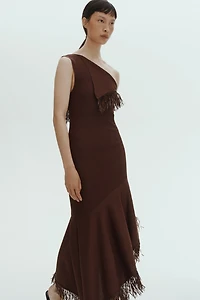 One-Shoulder Dress with Fringe