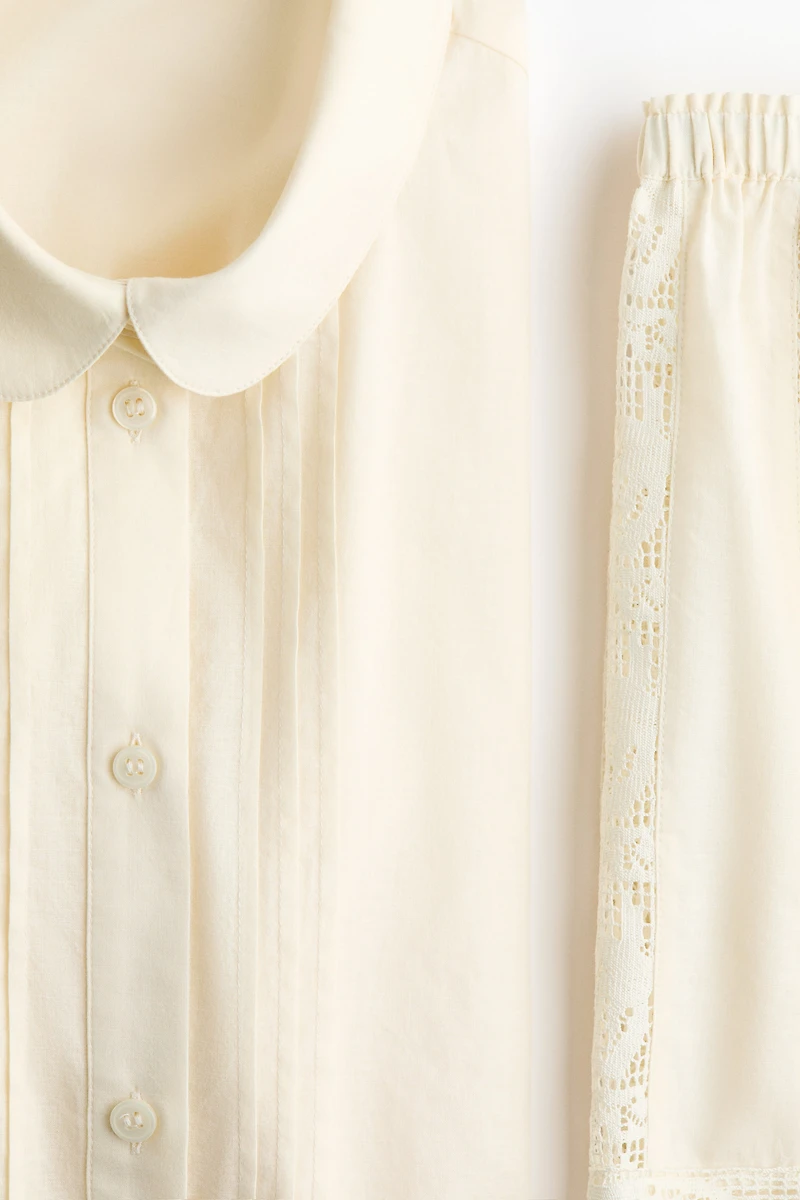 Lace-inset cotton pyjamas