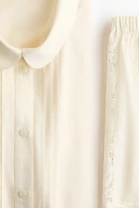 Lace-inset cotton pyjamas