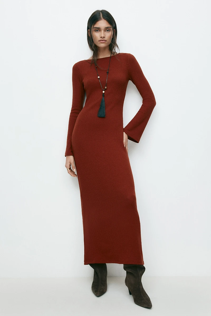 Robe maxi en tricot texturé