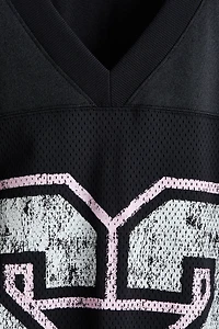 T-shirt ample en filet imprimé