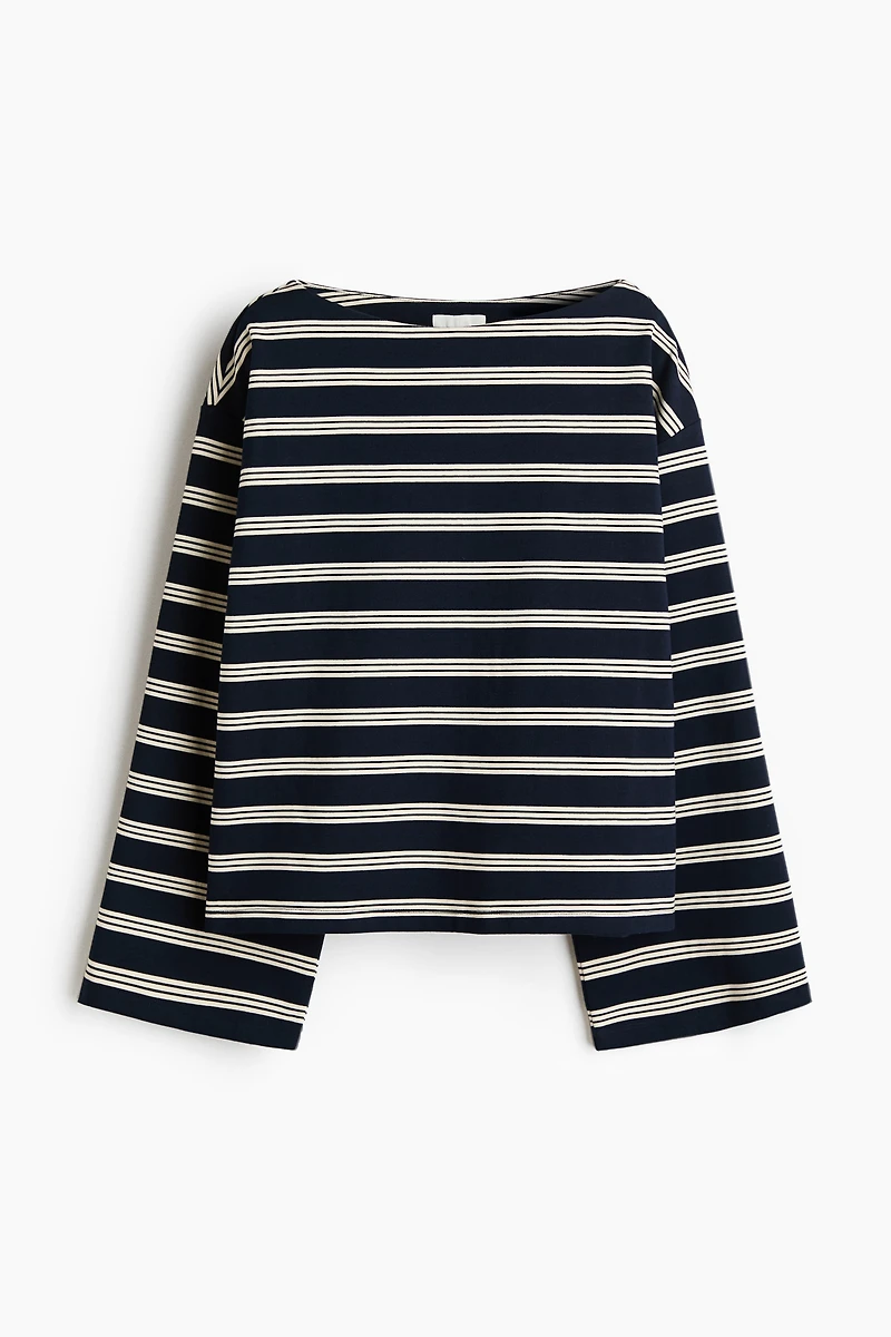 Long-Sleeved Boat-Neck Top