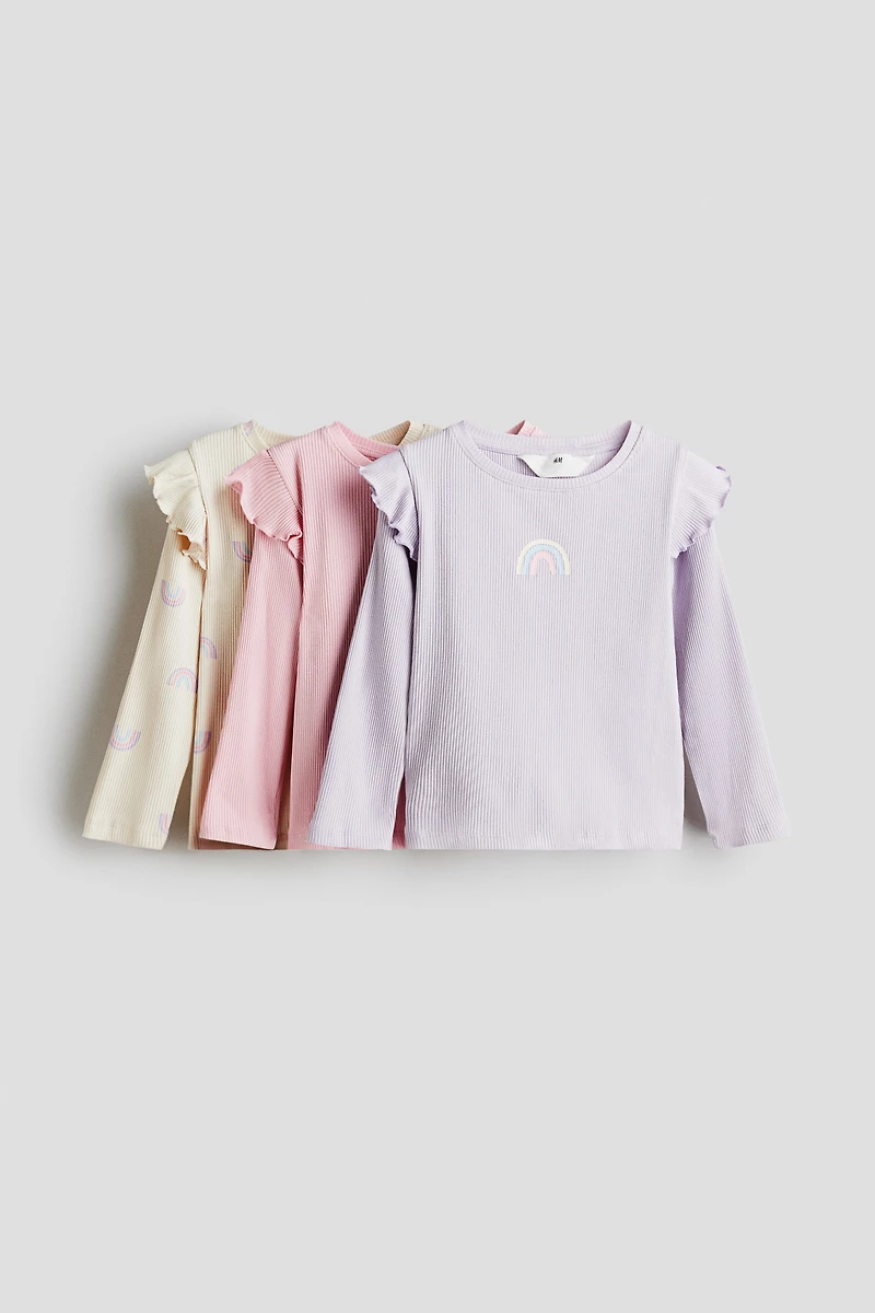 3-pack Ruffle-Trimmed Jersey Tops
