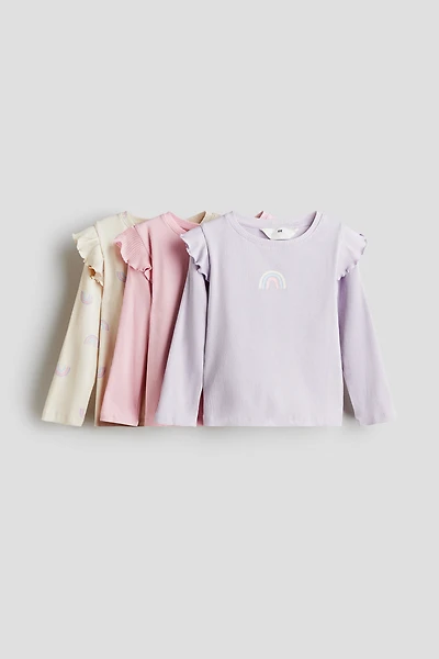 3-pack Ruffle-Trimmed Jersey Tops