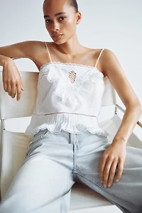 Ruffle-Trimmed Strappy Top