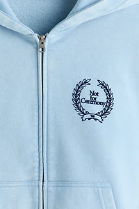 Veste carré ample à capuche et fermeture éclair