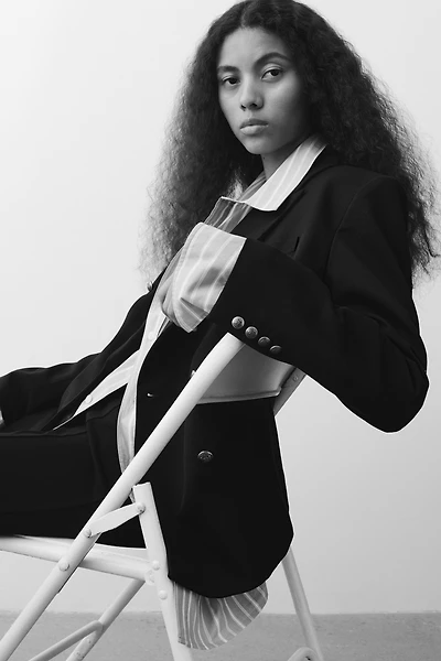 Double-Breasted Twill Blazer