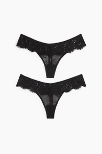 2-Pack Lace Thong Briefs