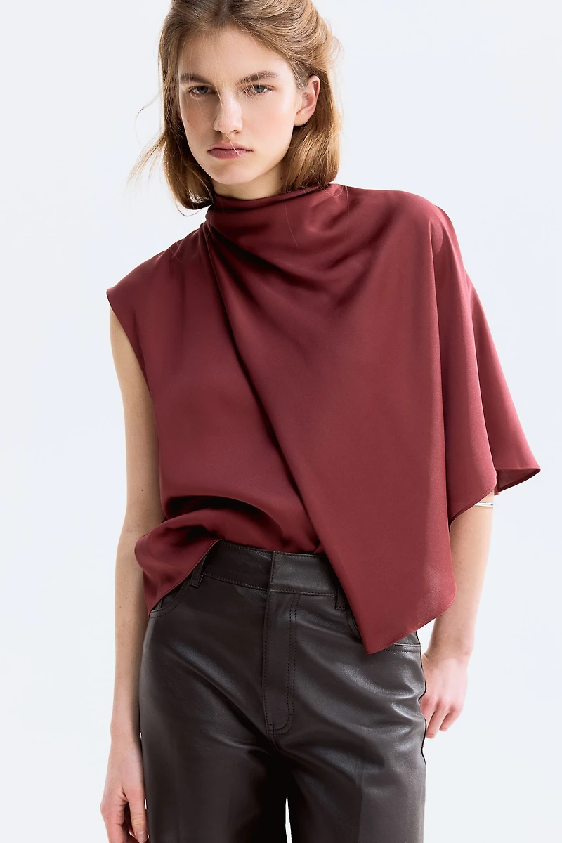 Draped Satin Blouse