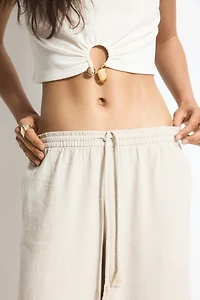 Pantalon en lin mélangé avec cordon de serrage