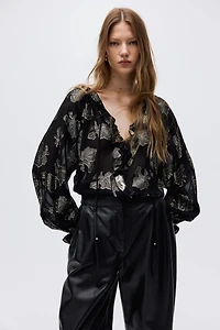 Blouse en tissu jacquard