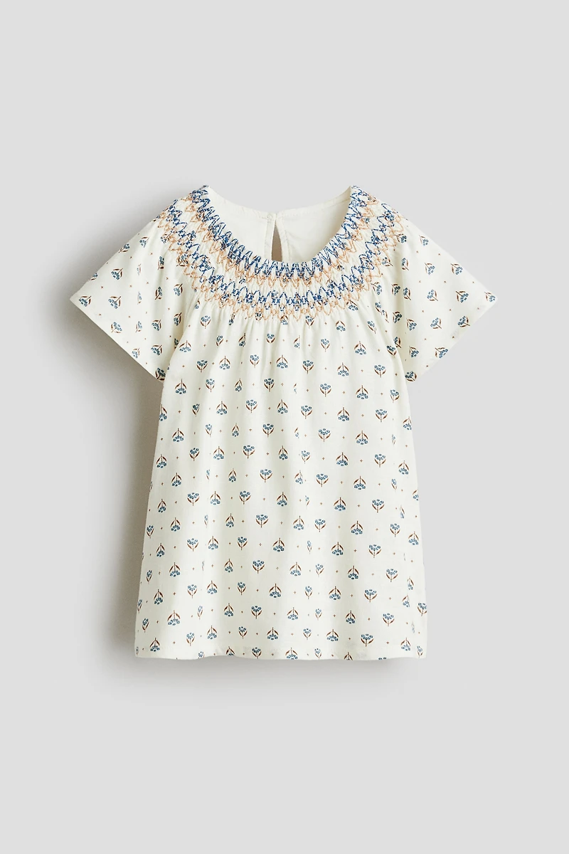 Smocked-Detail A-Line Dress