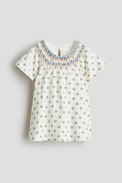 Smocked-Detail A-Line Dress