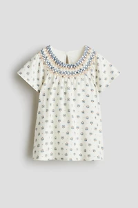 Smocked-Detail A-Line Dress