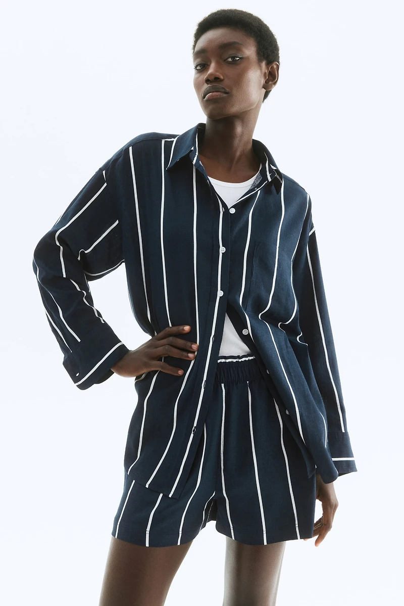 Oversized Linen-Blend Shirt