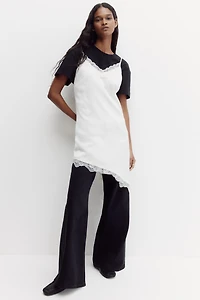 Lace-Trimmed Satin Dress