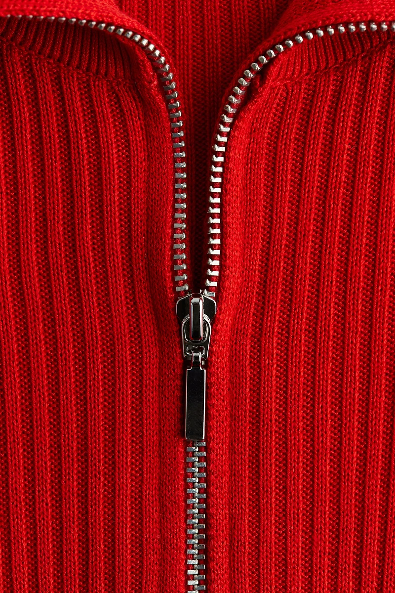 Haut en tricot côtelé à col fermeture éclair
