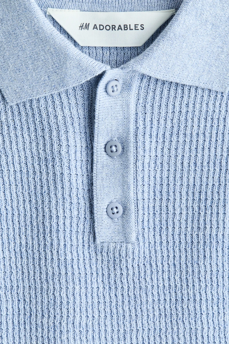 Rib-Knit Polo Shirt