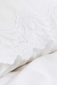 Eyelet-Embroidered King/Queen Duvet Cover Set