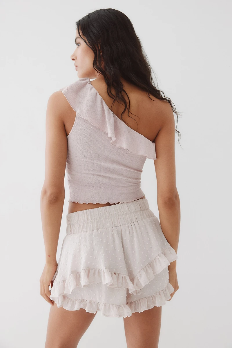 Flounced One-Shoulder Top