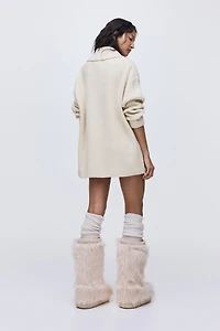 Rib-knit shawl-collar jumper