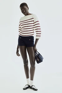 Purl-Knit Boat-Neck Sweater