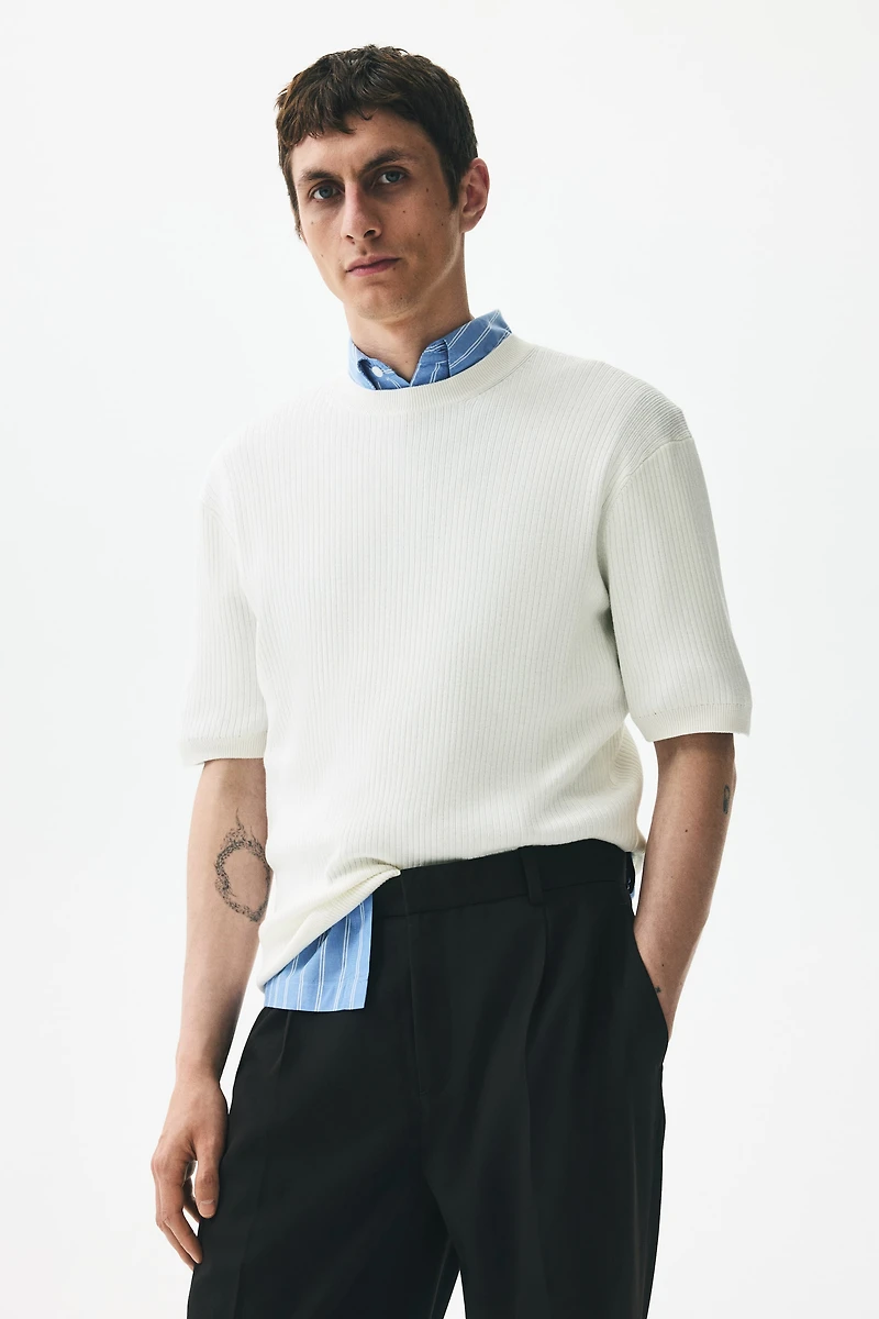 Slim-Fit Rib-Knit T-Shirt