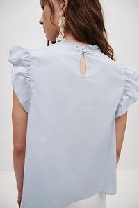 Haut en coton à plis nervurés