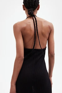 Embellished pointelle-knit dress