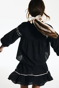 Embroidered-Detail Cotton Skirt