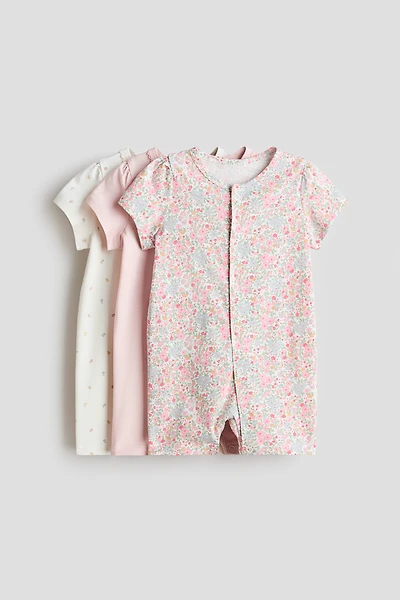 3-Pack Short Cotton Pajama Jumpsuits