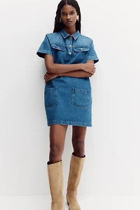 Robe en denim avec col